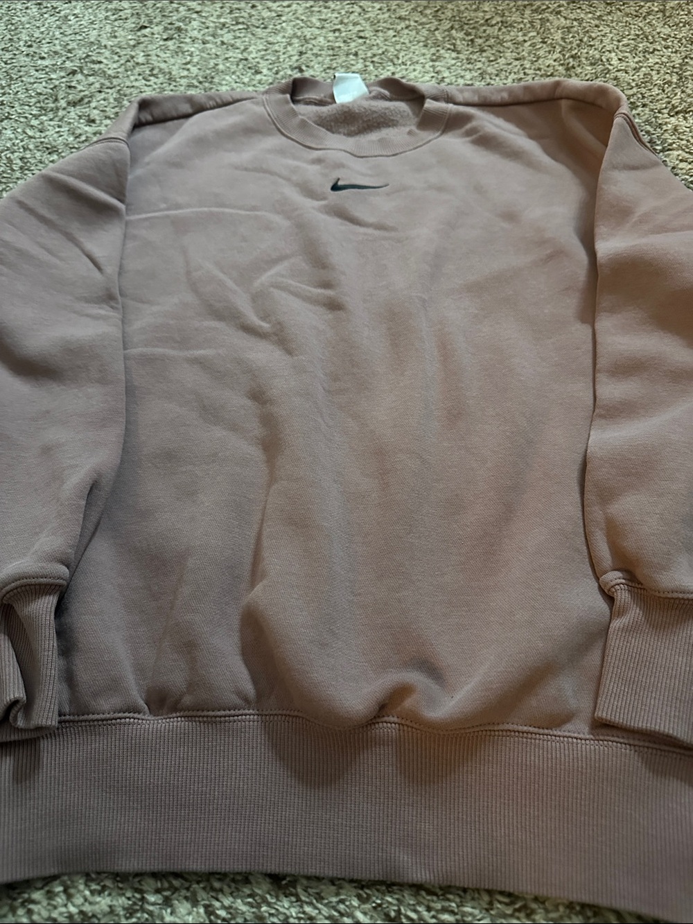 Nike Crewneck Sweatshirt in Dusty Mauve with Black Swoosh